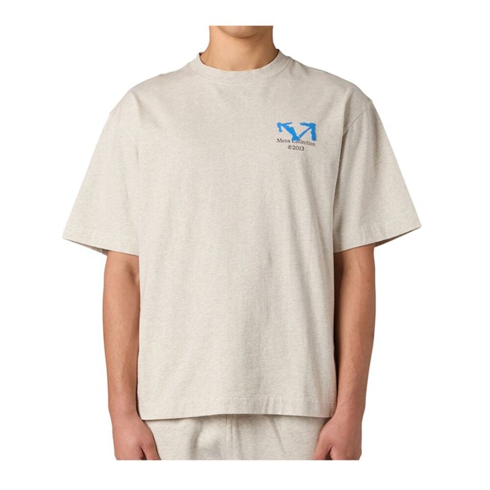 Off White Crew Neck T-Shirt Blue Half Arrow Skate Mens Grey OMAA120F26JER00700